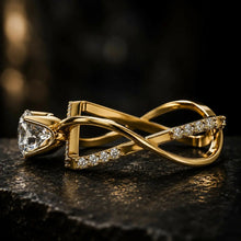 Round Cut lab Grown Diamond Women's Ring 9KT Yellow Gold Sarafa Bazar India