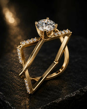 Round Cut lab Grown Diamond Women's Ring 9KT Yellow Gold Sarafa Bazar India