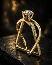 Round Cut lab Grown Diamond Women's Ring 9KT Yellow Gold Sarafa Bazar India
