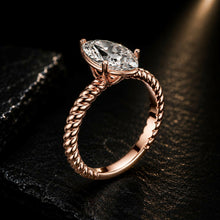 Pear Cut Lab Grown Diamond Women's Ring 9Kt Rose Gold LR-73 Sarafa Bazar India