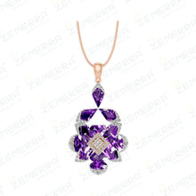 14K Gold Diamond Pendant Set With Purple Stone Sarafa Bazar India
