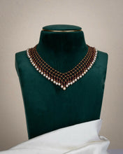 Ruby Beads Mesh Necklace With Pearl Drops Sarafa Bazar India