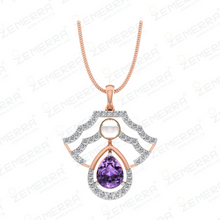 Lavish 14K Rose Gold Diamond Shield Drop Pendant Sarafa Bazar India