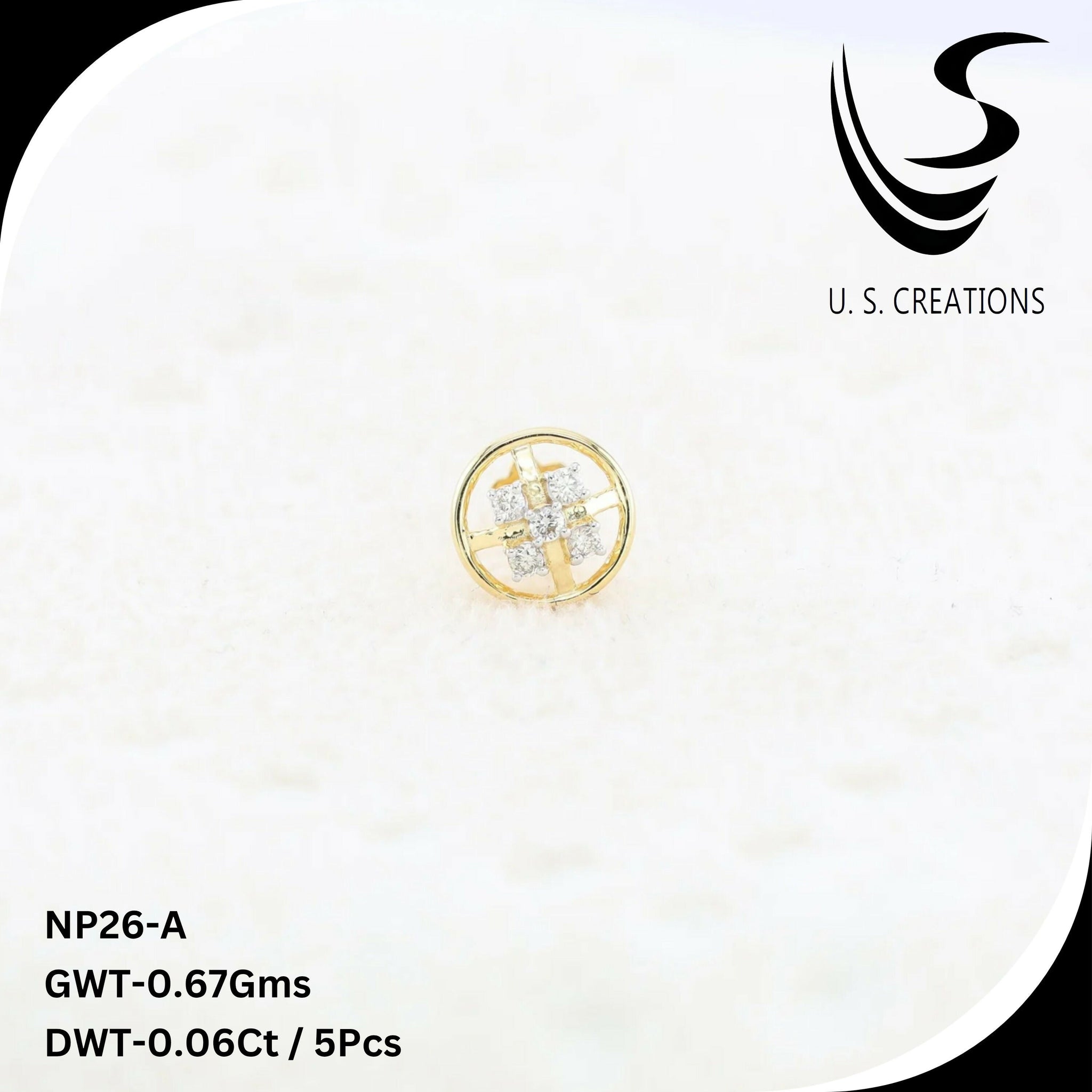 Delicate Gold & Diamond Nose Pin -NP-26-A Sarafa Bazar India