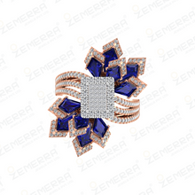 Modern 14K Rose Gold Diamond Floral Halo Ring Sarafa Bazar India