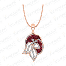 Lavish 14K Gold Diamond Ruby Stone Pendant Set For Bridal Sarafa Bazar India