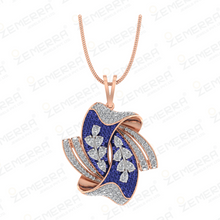 Best Choice 14K Gold Diamond Curved Swirl Pendant Set Sarafa Bazar India