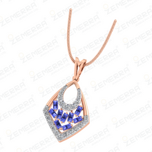 Brilliant 14K Rose Gold Diamond Geometric Drop Pendant Sarafa Bazar India