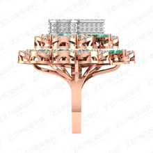 Luxury 14K Rose Gold Diamond Flower Cocktail Ring Sarafa Bazar India