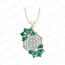 14K Rose Gold Diamond Stylish Pendant Set Sarafa Bazar India