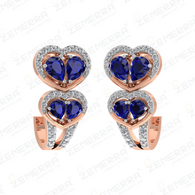 14K Gold Diamond J Shaped Blue Stone Bali Sarafa Bazar India