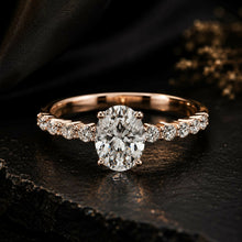 Oval Cut Lab Grown Diamond Women's Ring 9Kt Rose Gold LR-67 Sarafa Bazar India