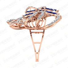 Sapphire Diamond Butterfly Ring in 14k Rose Gold Sarafa Bazar India
