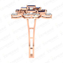 Sapphire Diamond Flower Ring in 14k Rose Gold Sarafa Bazar India