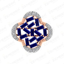 Sapphire Diamond Flower Ring in 14k Rose Gold Sarafa Bazar India