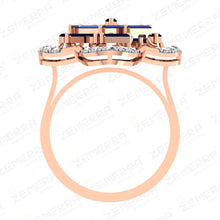 Sapphire Diamond Flower Ring in 14k Rose Gold Sarafa Bazar India