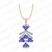 Elegant 14K Rose gold Diamond Tiered Drop Pendant Sarafa Bazar India