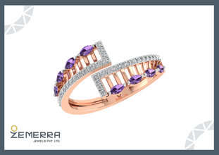 Classy 14K Rose Gold Diamond Wrap Engagement ring Sarafa Bazar India