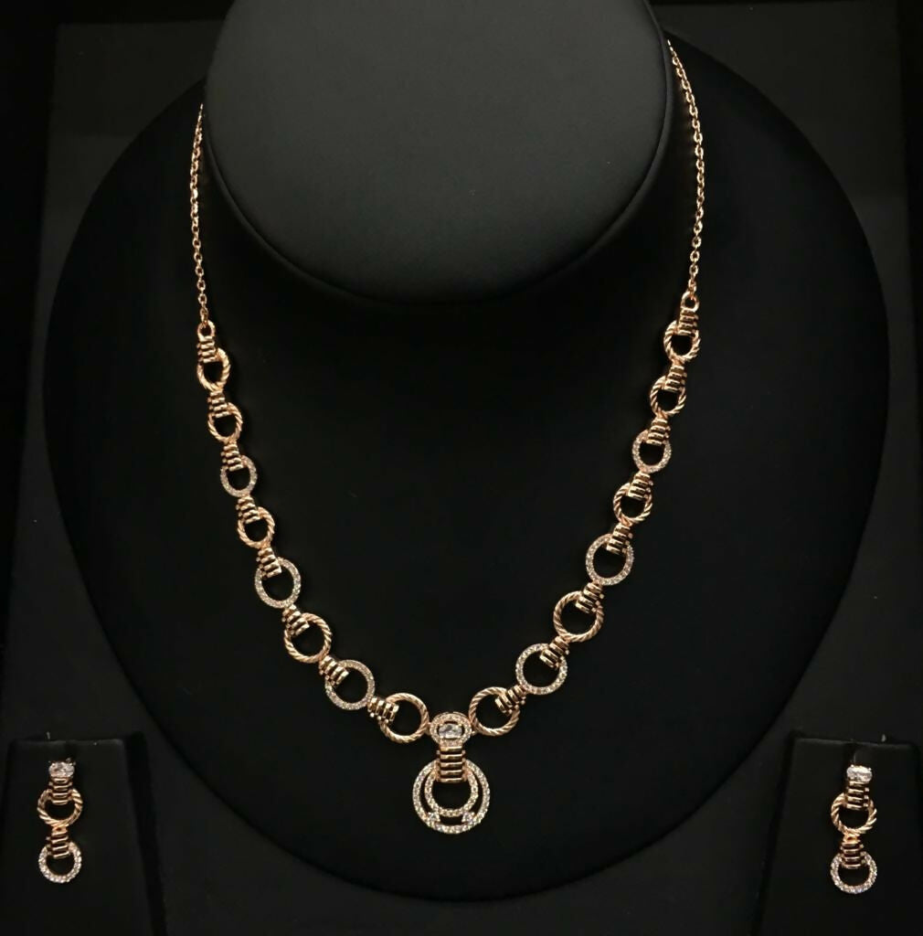 925 Silver Rose Gold Necklace Sarafa Bazar India