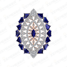 Sapphire Diamond Marquise Cocktail Ring 14K Rose Gold Sarafa Bazar India