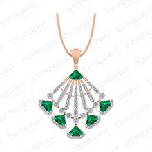 Signature 14K Gold Diamond Peacock Fan Pendant Set Sarafa Bazar India