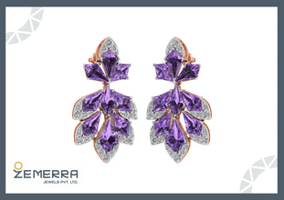 Signature 14K Rose Gold Diamond Drop Earrings Sarafa Bazar India