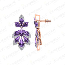 Signature 14K Rose Gold Diamond Drop Earrings Sarafa Bazar India