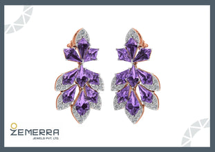 Signature 14K Rose Gold Diamond Drop Earrings Sarafa Bazar India