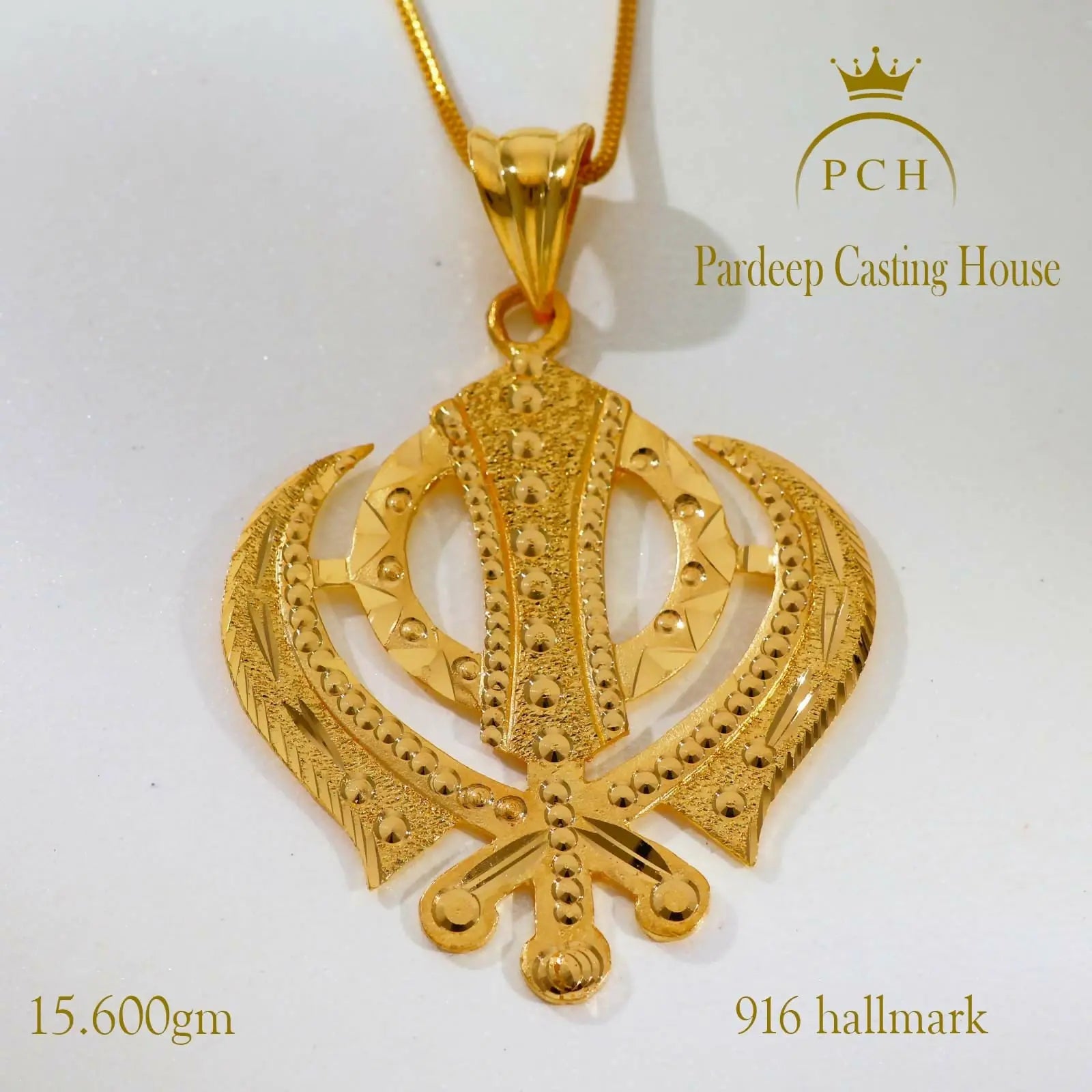 Sikh Khanda Gold Pendant Sarafa Bazar India