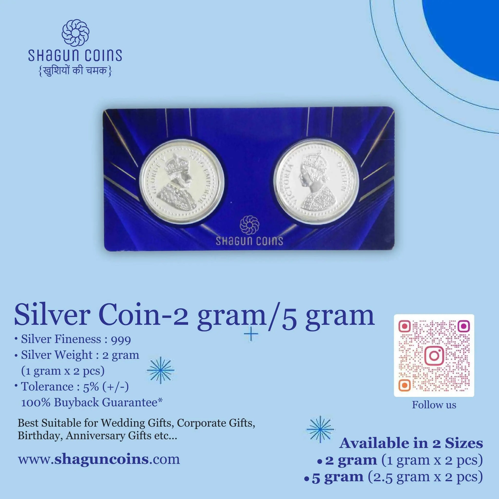 Silver Coin 2 gram / 2.5 gram Sarafa Bazar India