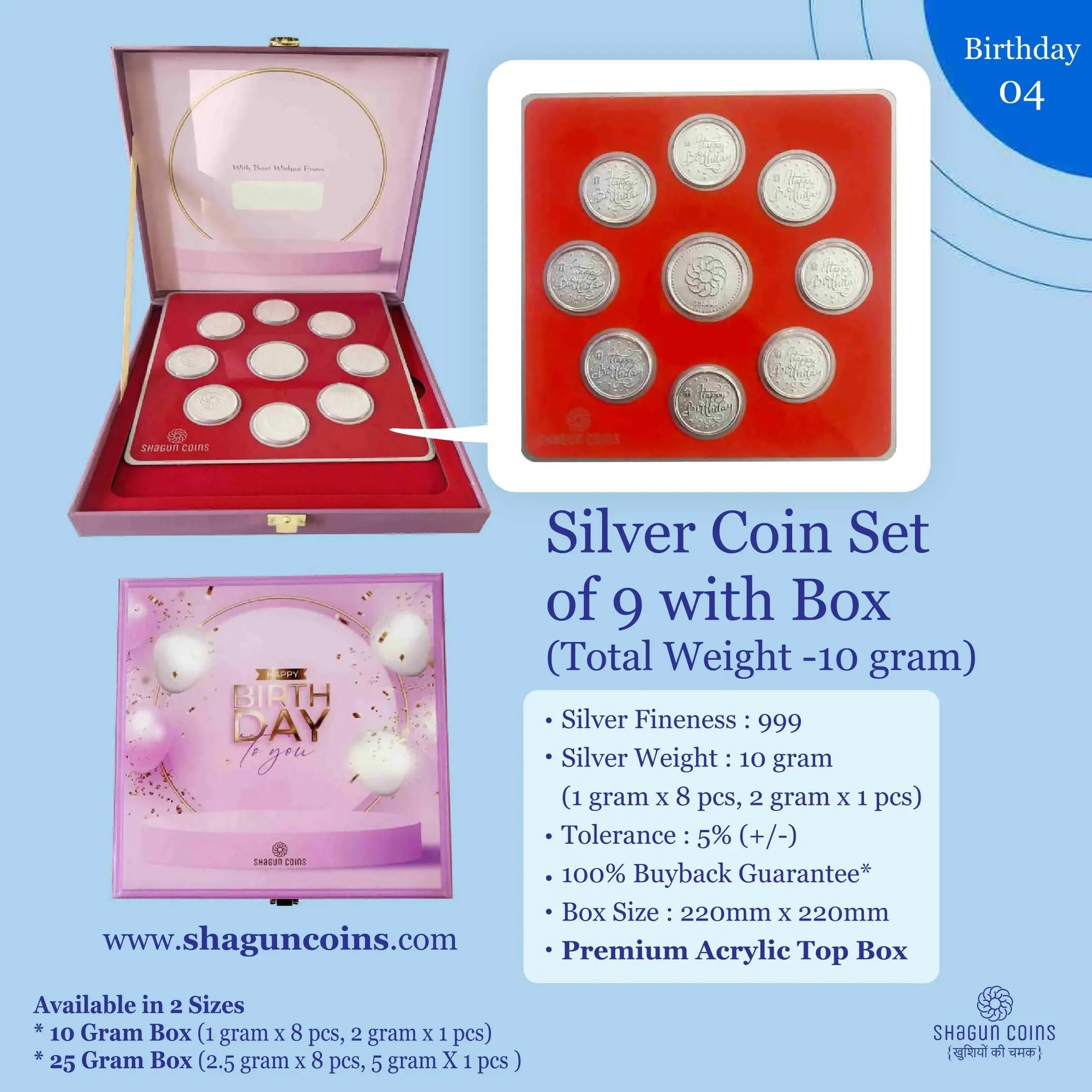 Silver Coin Set of 9 With Box Sarafa Bazar India