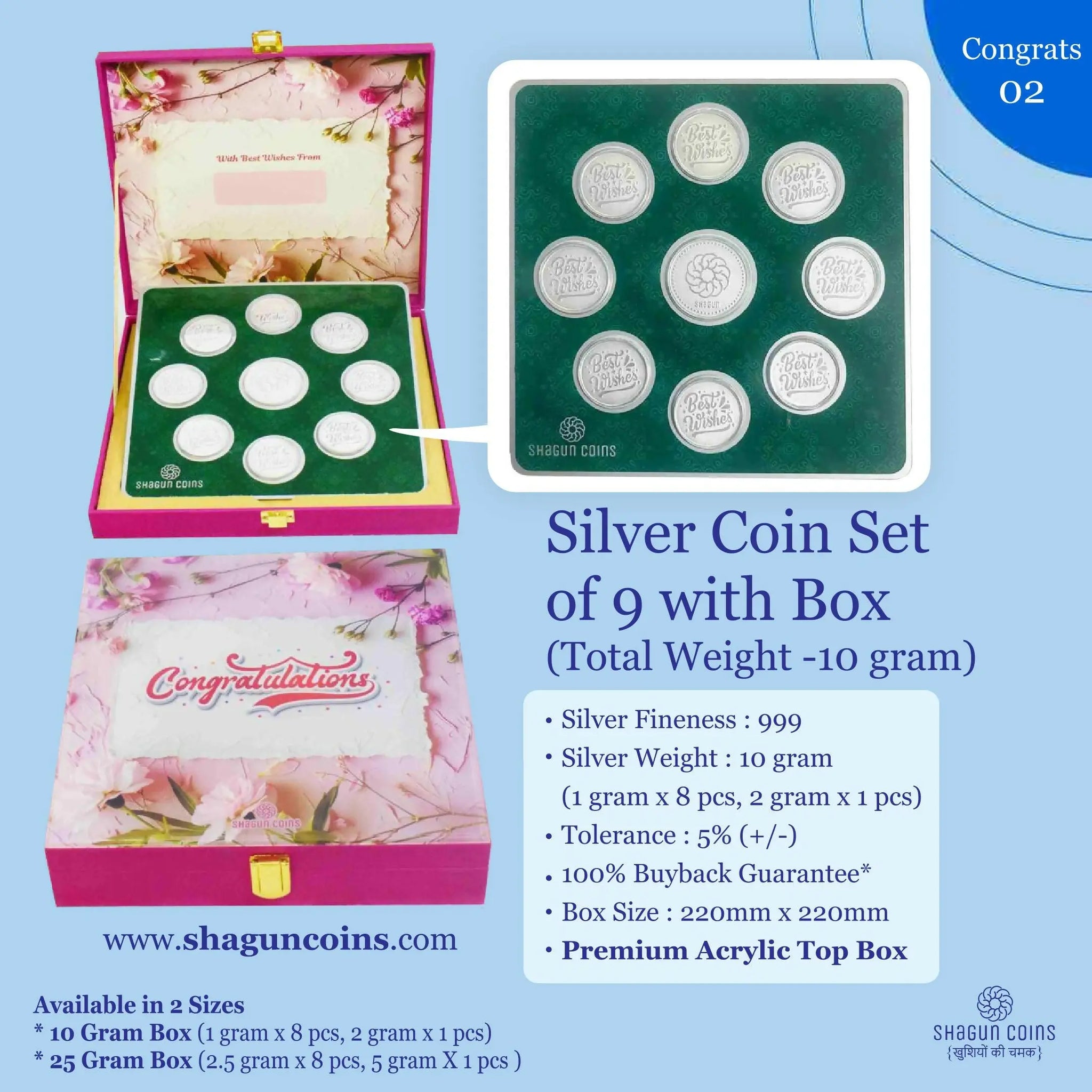 Silver Coin Set of 9 With Box Sarafa Bazar India