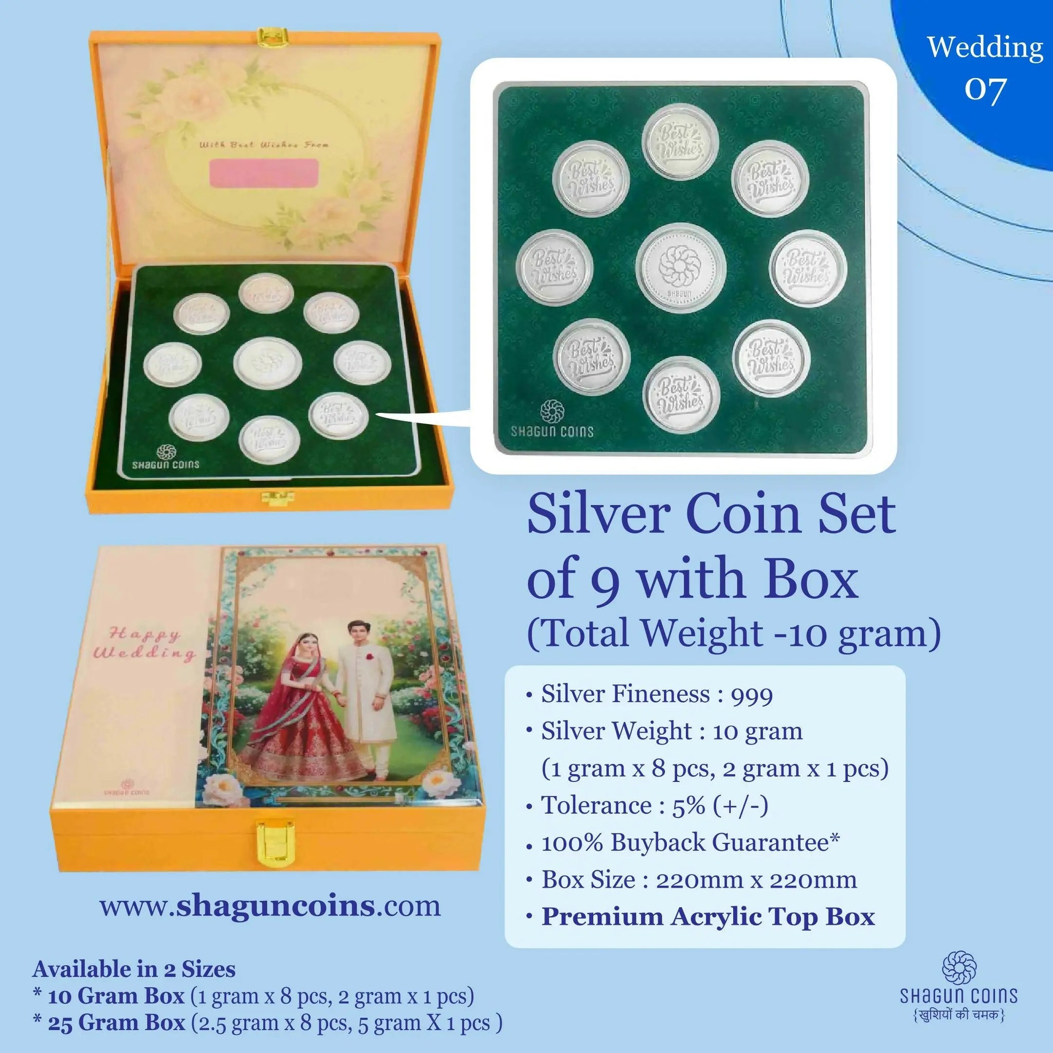 Silver Coin Set of 9 With Box Sarafa Bazar India