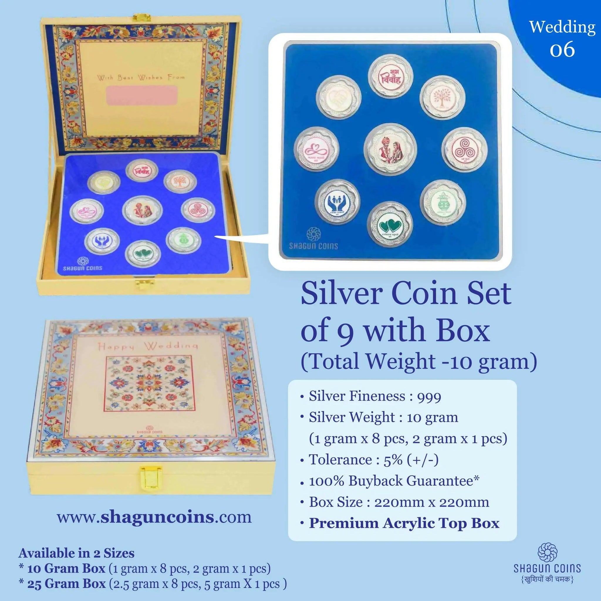 Silver Coin Set of 9 With Box Sarafa Bazar India