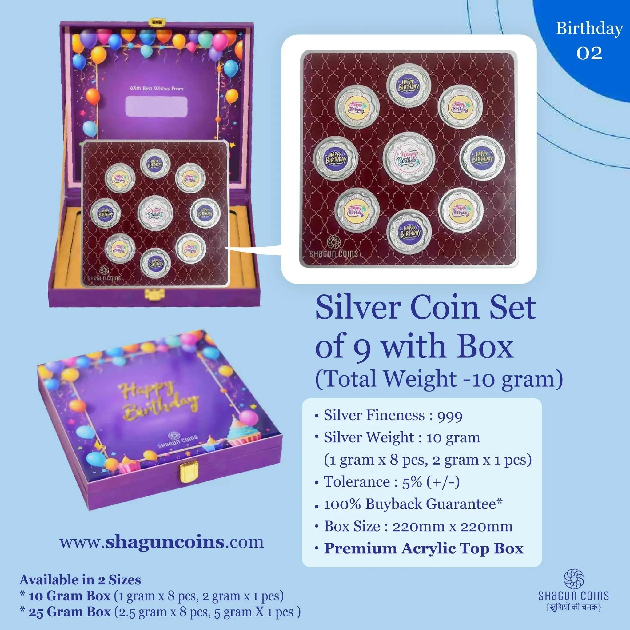 Silver Coin Set of 9 With Box Sarafa Bazar India