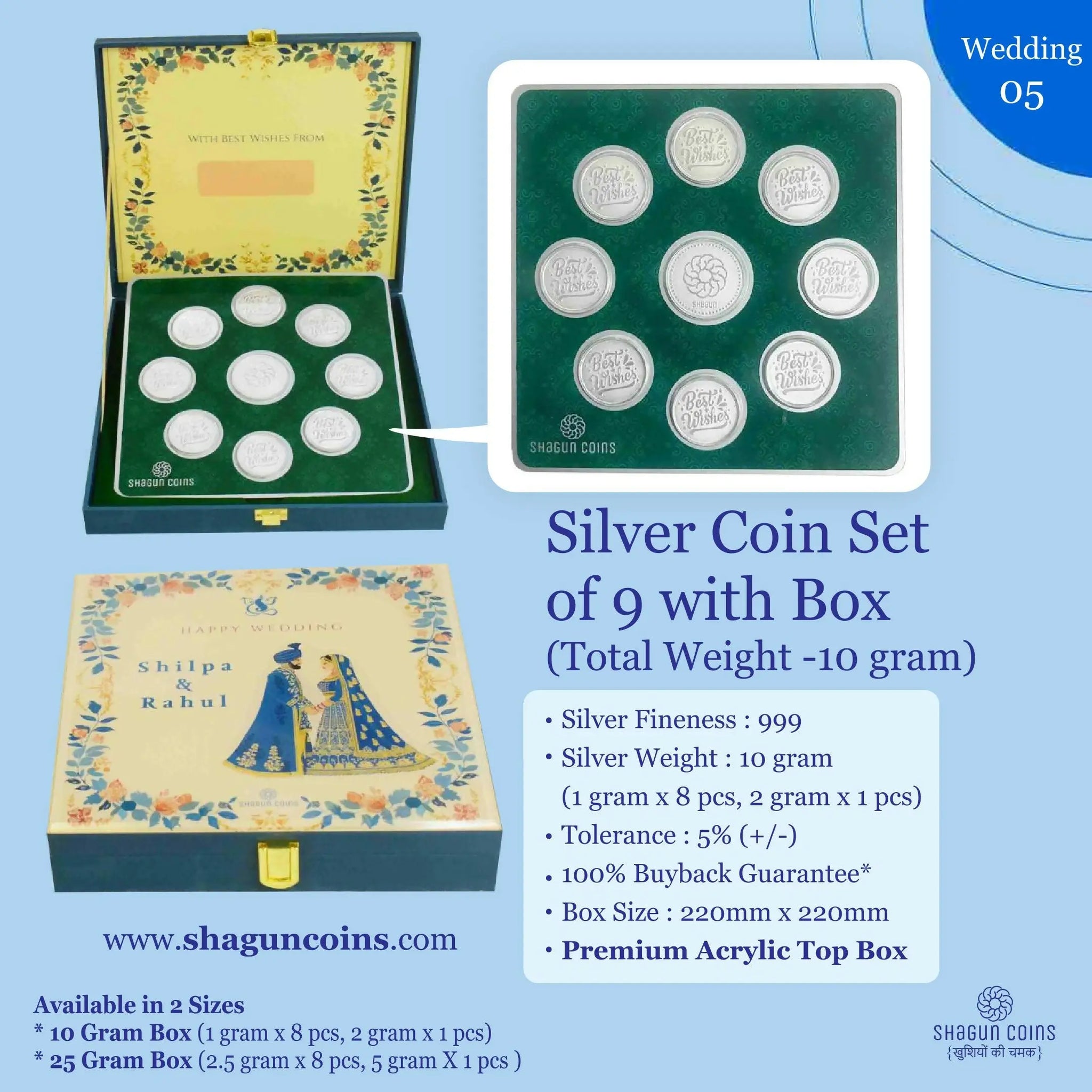 Silver Coin Set of 9 With Box Sarafa Bazar India