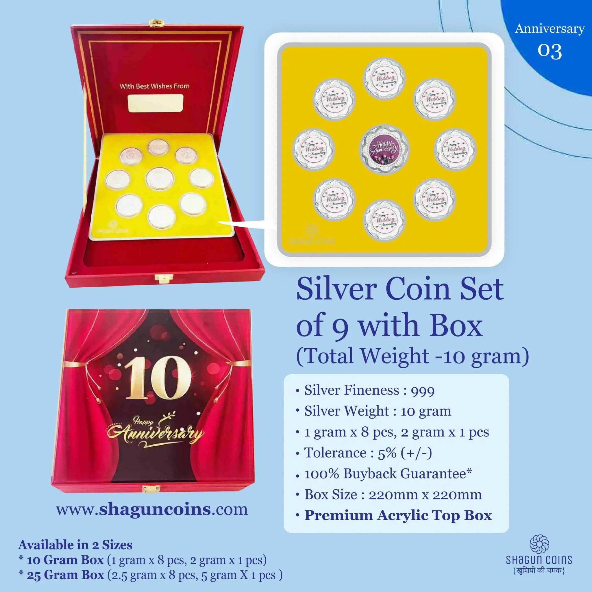 Silver Coin Set of 9 With Box Sarafa Bazar India