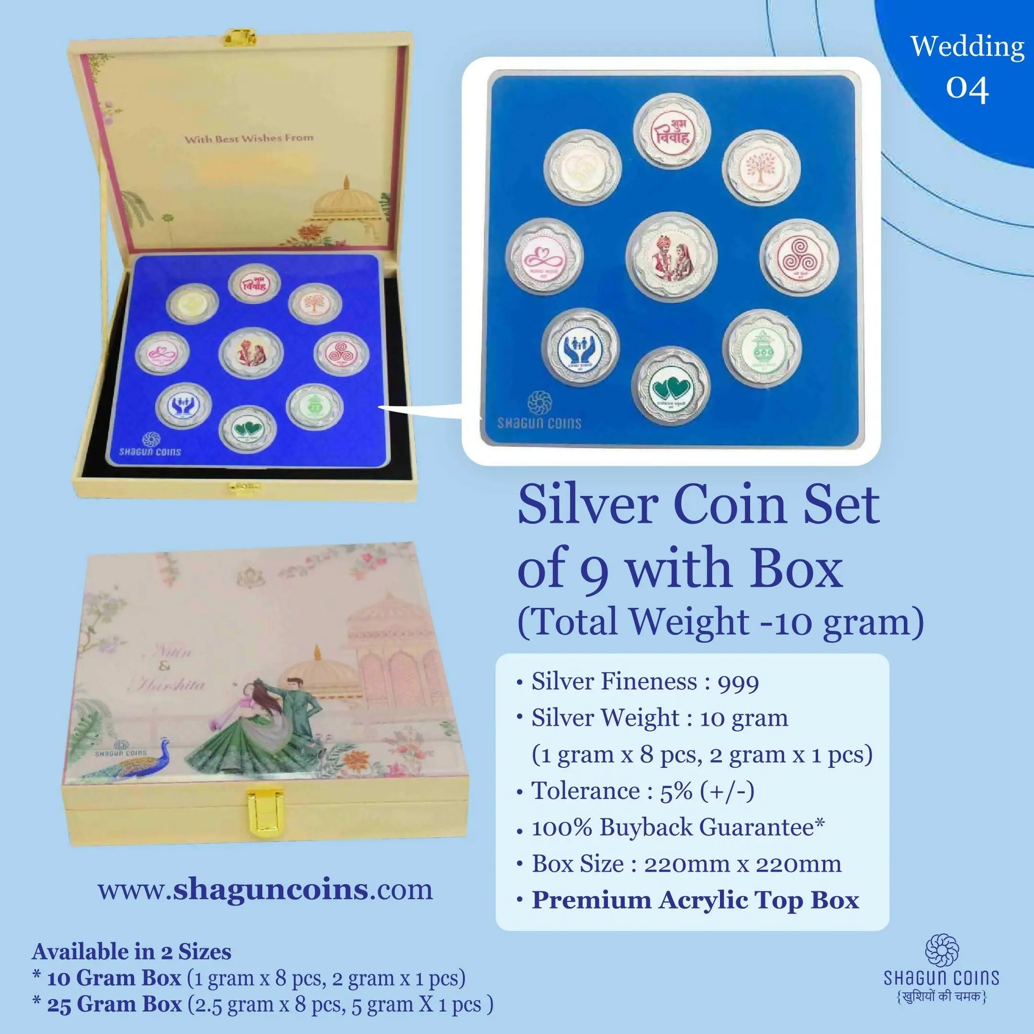 Silver Coin Set of 9 With Box Sarafa Bazar India