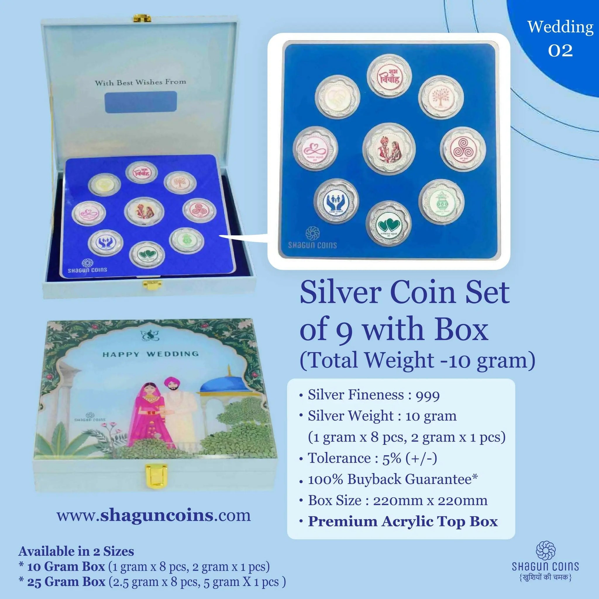 Silver Coin Set of 9 With Box Sarafa Bazar India