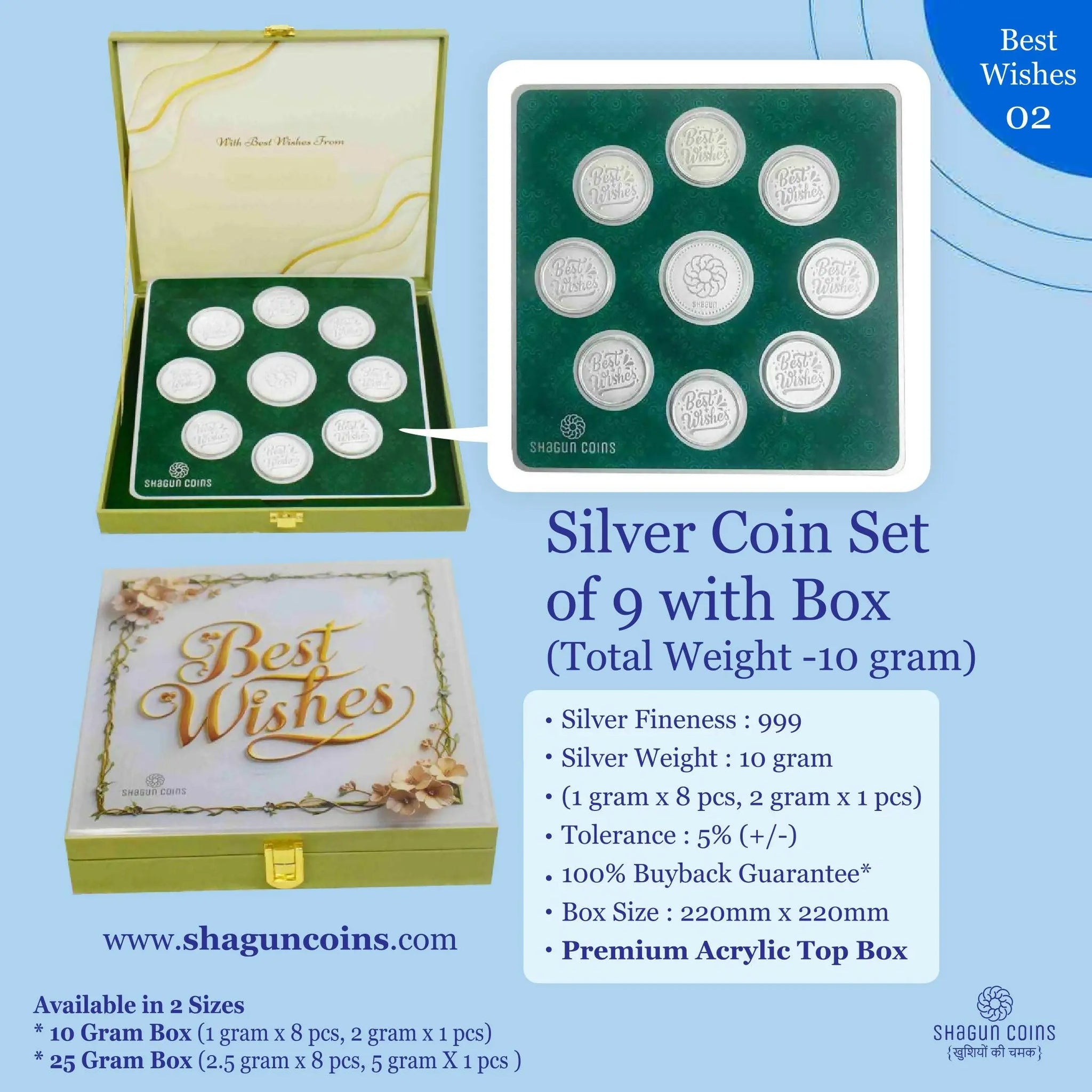 Silver Coin Set of 9 With Box Sarafa Bazar India