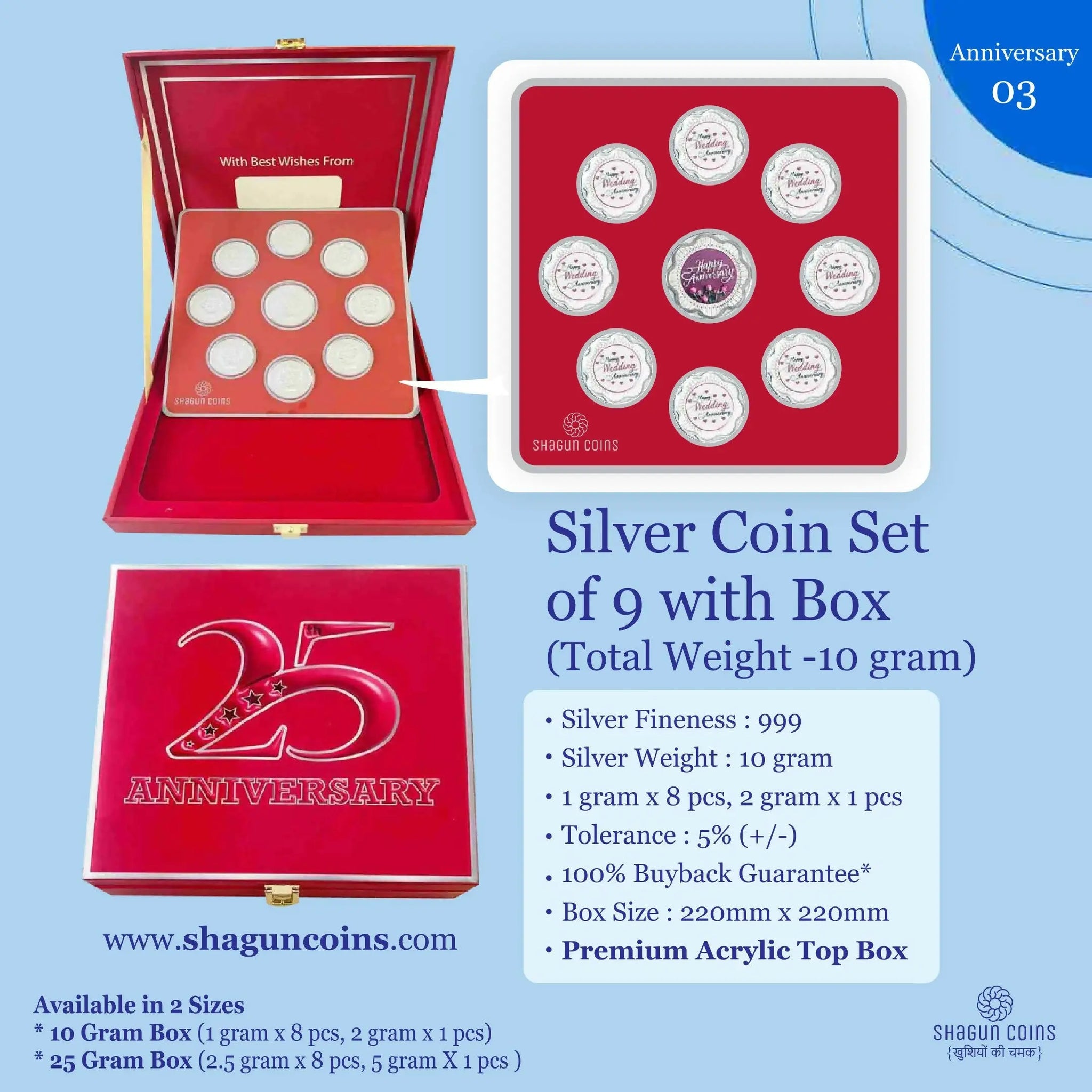 Silver Coin Set of 9 With Box Sarafa Bazar India