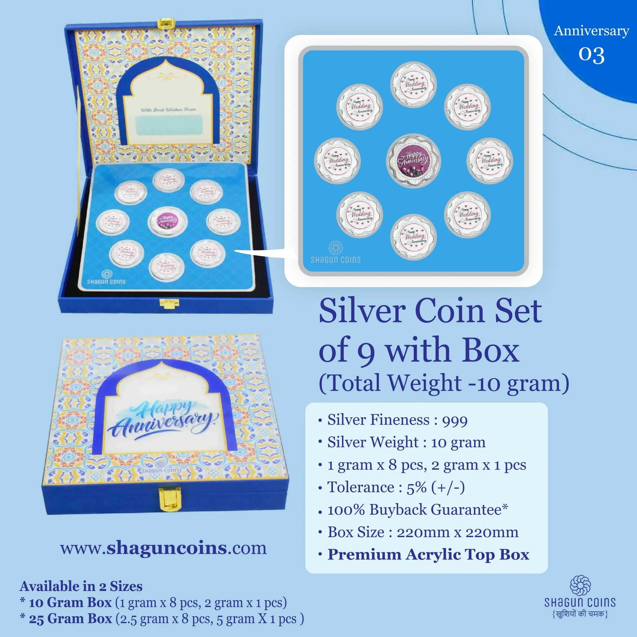 Silver Coin Set of 9 With Box Sarafa Bazar India