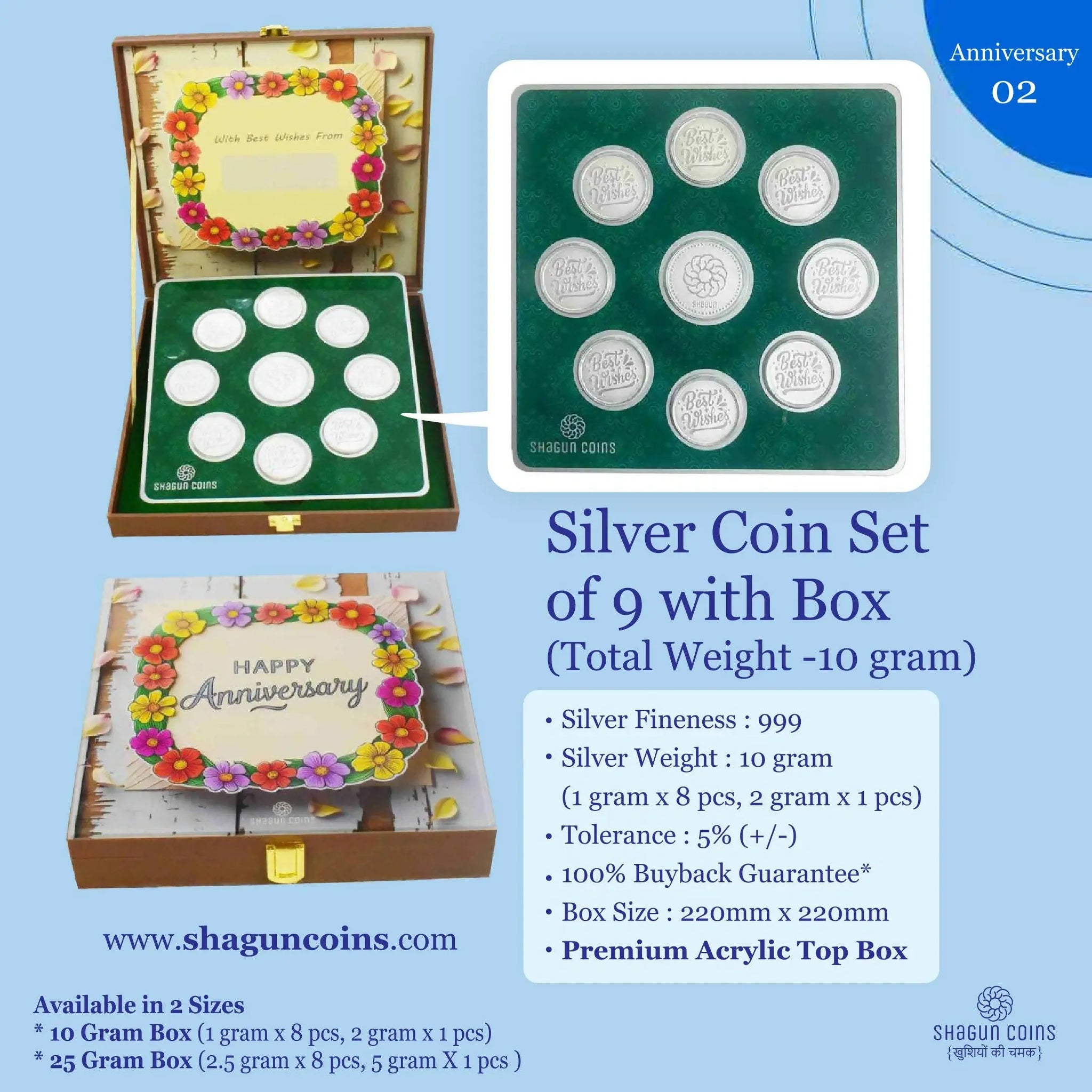 Silver Coin Set of 9 With Box Sarafa Bazar India