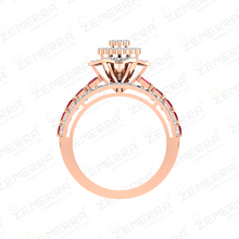 Trendy 14K Rose Gold Diamond Ruby Princess Cut Ring Sarafa Bazar India