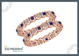 Sparking Diamond Sapphire Bangle in 14K Rose Gold Sarafa Bazar India
