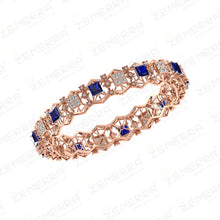 Sparking Diamond Sapphire Bangle in 14K Rose Gold Sarafa Bazar India