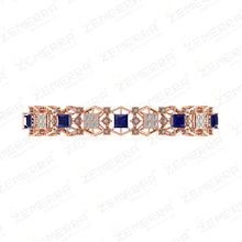 Sparking Diamond Sapphire Bangle in 14K Rose Gold Sarafa Bazar India