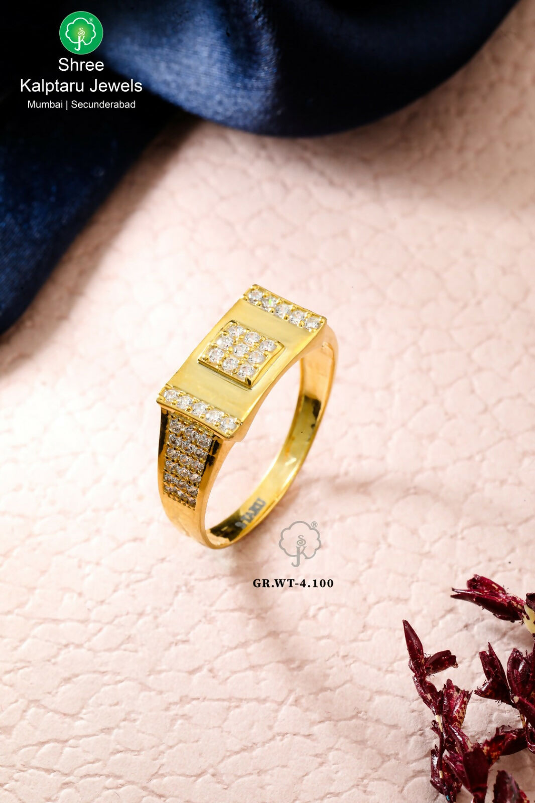 22kt CZ Gents Ring Sarafa Bazar India