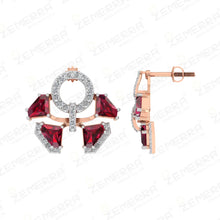 Stylish 14K Gold Diamond Earring With Ruby Gemstone Sarafa Bazar India