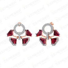 Stylish 14K Gold Diamond Earring With Ruby Gemstone Sarafa Bazar India